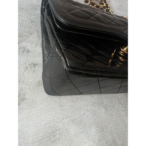 RARE Vintage Chanel Paris Limited 26cm Double Flap Two-Tone CC Black Lambskin - Picture 9 of 16